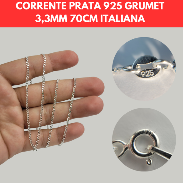 PULSEIRA GRUMET 21CM 3MM PRATA 925 ITALIANA LEGITIMA - Image 5