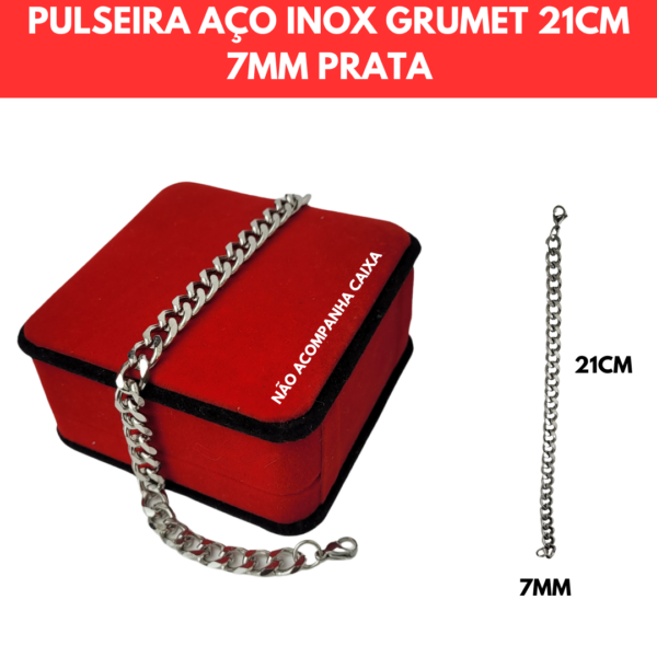 PULSEIRA AÇO INOX GRUMET 21CM 7MM PRATA - Image 3