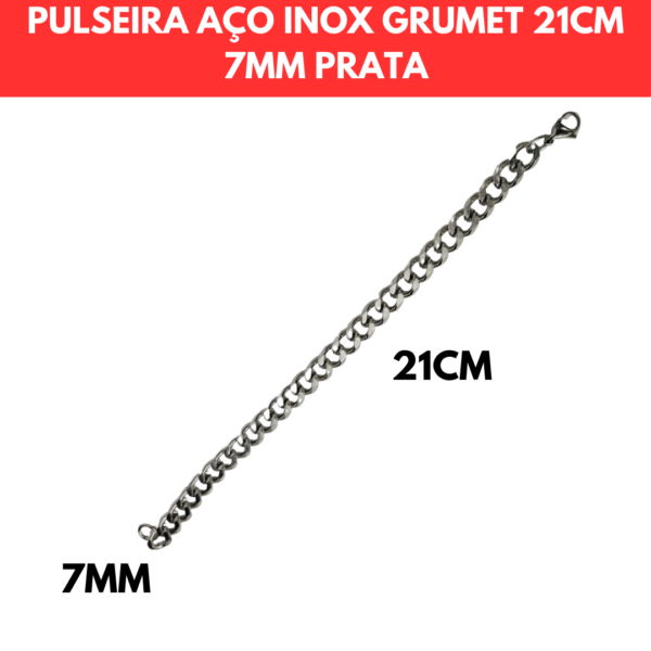 PULSEIRA AÇO INOX GRUMET 21CM 7MM PRATA - Image 4